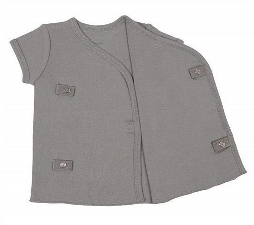 Kaarpas 100% Premium Cotton Organic Front Open Side Snap Half Short Sleeves T Shirt Jhabla GREY Colour (KAFH1005) (Certified ORGANIC)