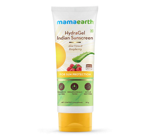 Mamaearth Hydra Gel Indian Sunscreen With Aloe Vera & Raspberry (Certified ORGANIC)