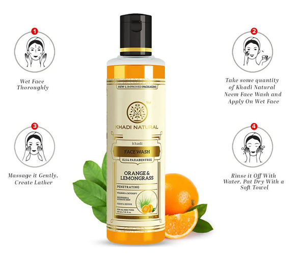 Khadi Natural Organique Herbal Orange & Lemongrass Face Wash