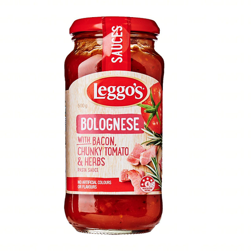 Leggo's Bolognese With Bacon Chunky Tomato & Herbs Pasta Sauce