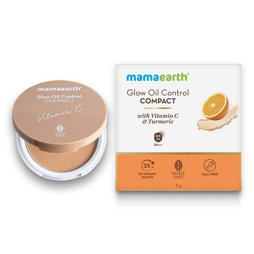 Mamaearth Glow Oil control With Vitamin C & Turmeric Compact 01 Ivory Glow