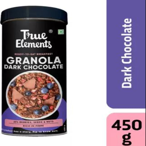True Elements Crunchy Dark Chocolate Granola With Berries Nuts and Seeds Diet Food Healthy Cereal