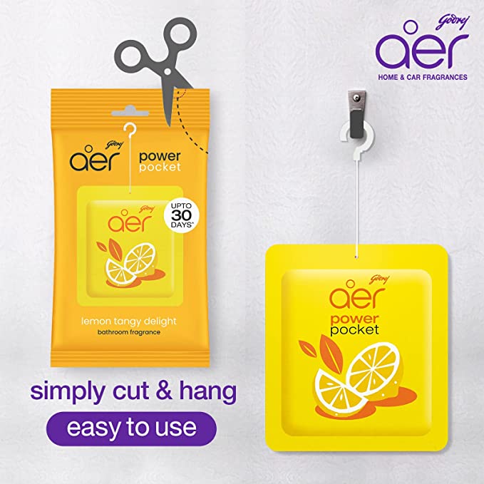 Godrej Aer Power Pocket Bathroom Freshener Germ Protection (Jasmine Lemon Lavender)