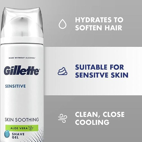 Gillette Sensitive Shaving Gel Soothing With Aloe Vera