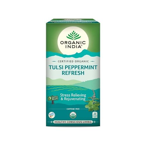 Organic India Tulsi Peppermint Tea Refresh Stress Relieving & Rejuvenating (Certified Organic)