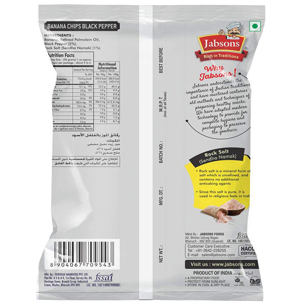 Jabsons Namkeen Banana Chips Black Pepper - 150 g