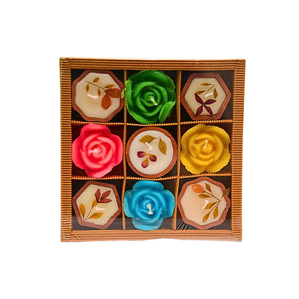 Teracotta Perfumed Candle With Colour - Set of 9