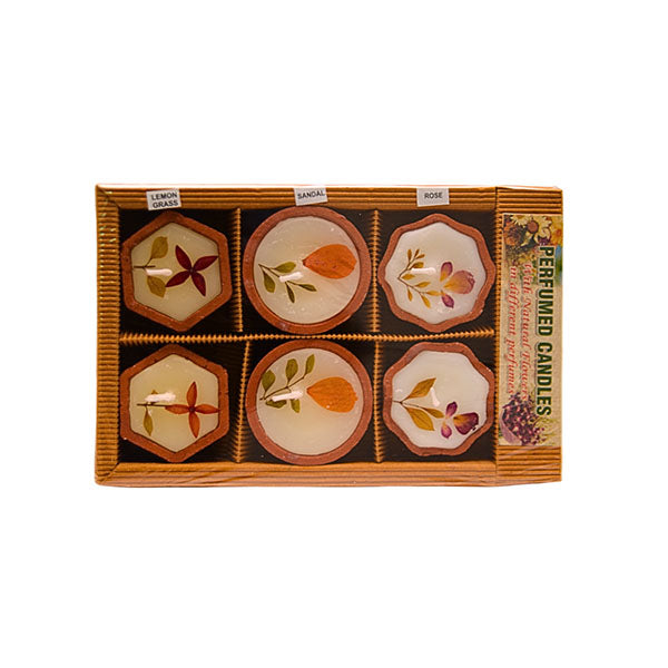 Teracotta Perfumed Candle Lemon Grass and Sandal Rose Flavour - Set of 6