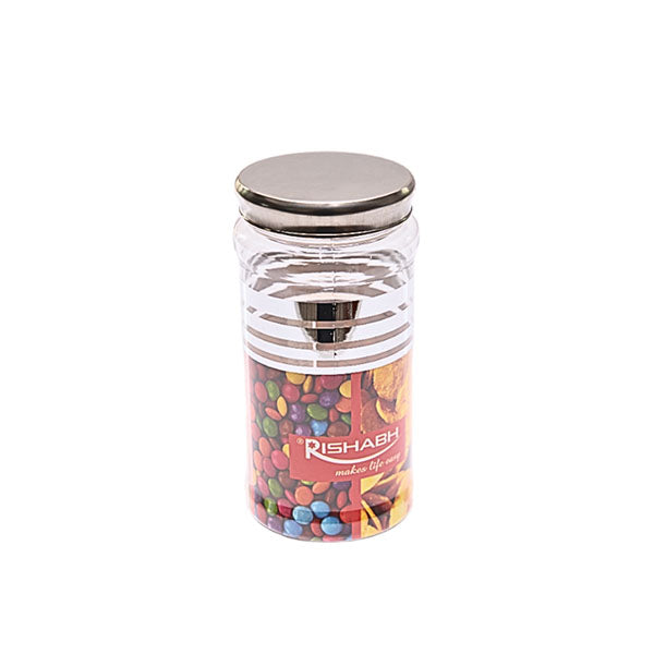 Plastic Jar with Metal Finish Lids - Set of 2 (1200ml)