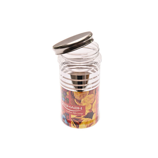 Plastic Jar with Metal Finish Lids - Set of 2 (1200ml)