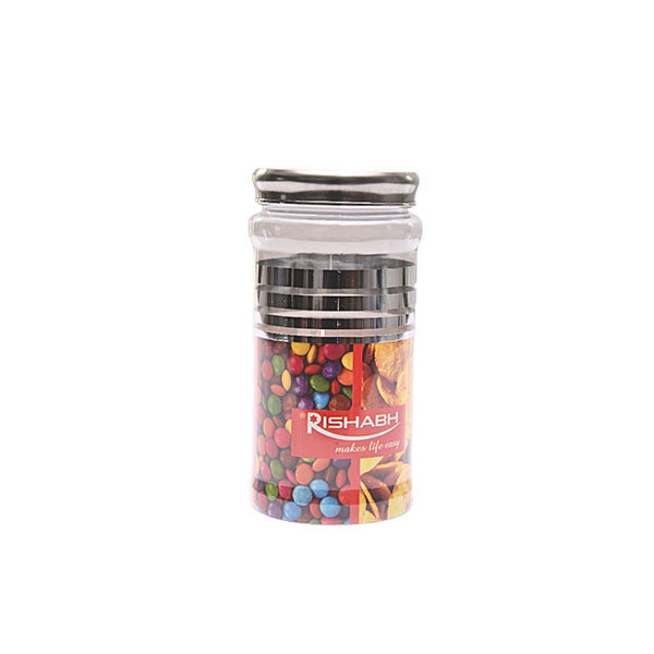 Plastic Jar with Metal Finish Lids - Set of 2 (1200ml)