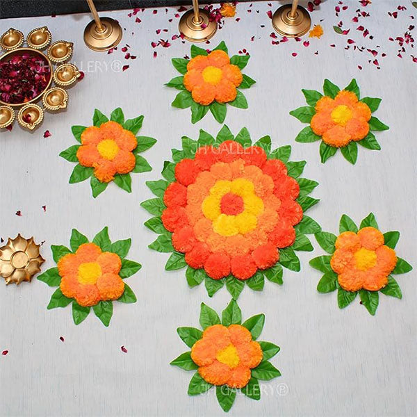 JH Gallery Plastic Handmade Artificial Flowers Rangoli Set Decoration Home Decor - 1 Pc