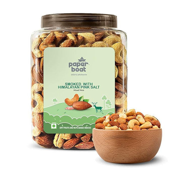 Paper Boat Premium Smoked and Roasted Nuts with Himalayan Pink Salt Almonds & Cashews Mix Reusable Dry Fruit Jar - 1 Kg