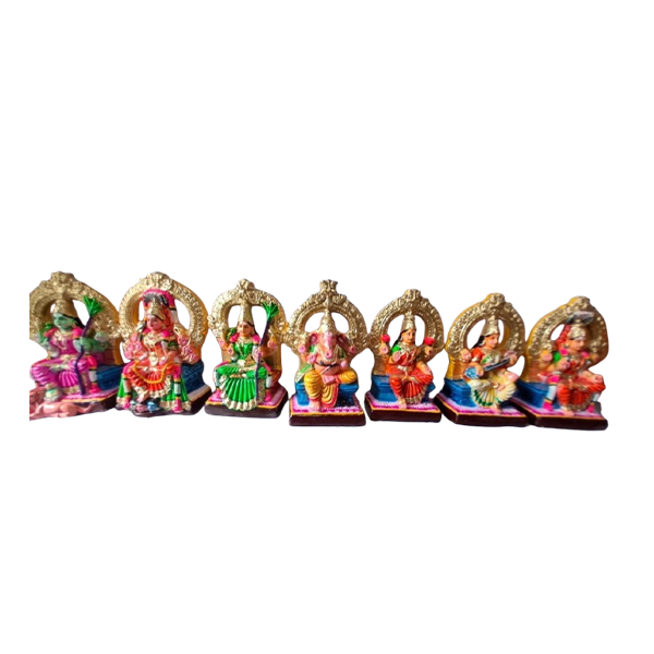 Paper Mache Amman Golu Statue Set - 1.5 Feet