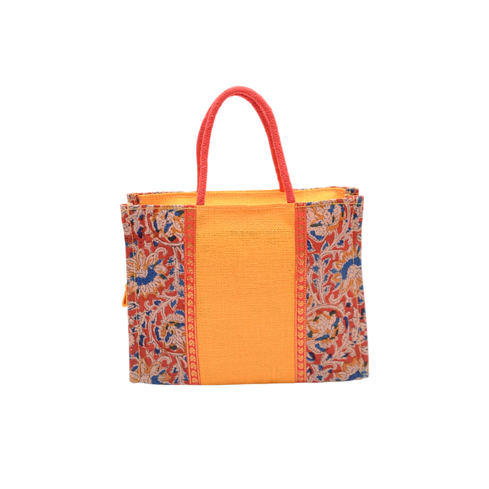 Ladies Fancy Kalamkari Bag Yellow - 1 Pc(12w x 9h x 4s)