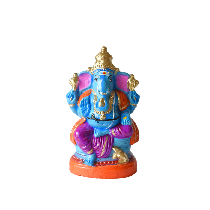 Ganesha Statue Painted Blue Idol Made With Real Clay -  1.2 Feet