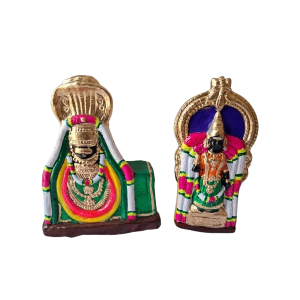 Clay  Annamalaiyar & Unnamalaidevi Golu Statue - 10 Inch