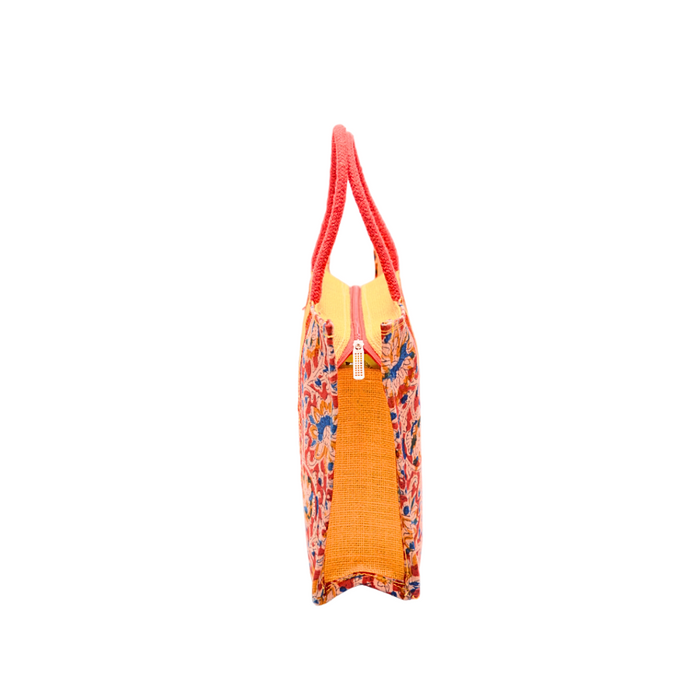 Ladies Fancy Kalamkari Bag Yellow - 1 Pc(12w x 9h x 4s)