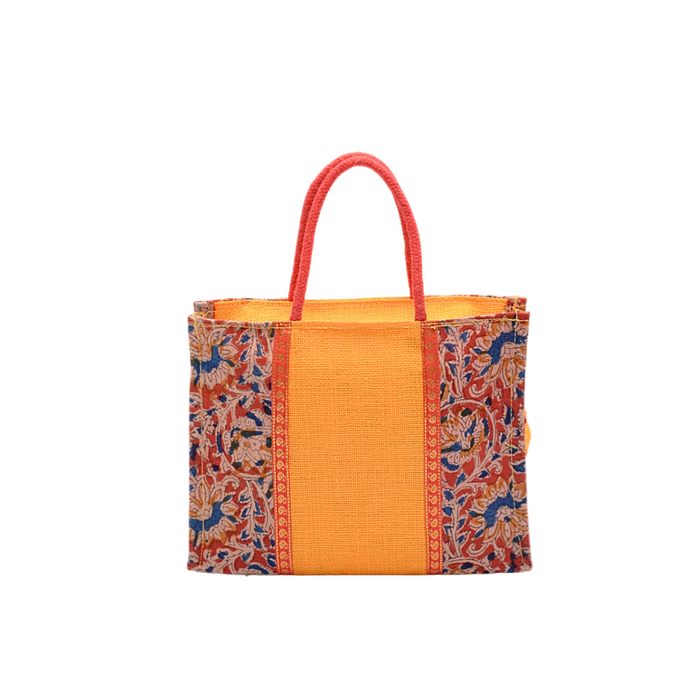 Ladies Fancy Kalamkari Bag Yellow - 1 Pc(12w x 9h x 4s)