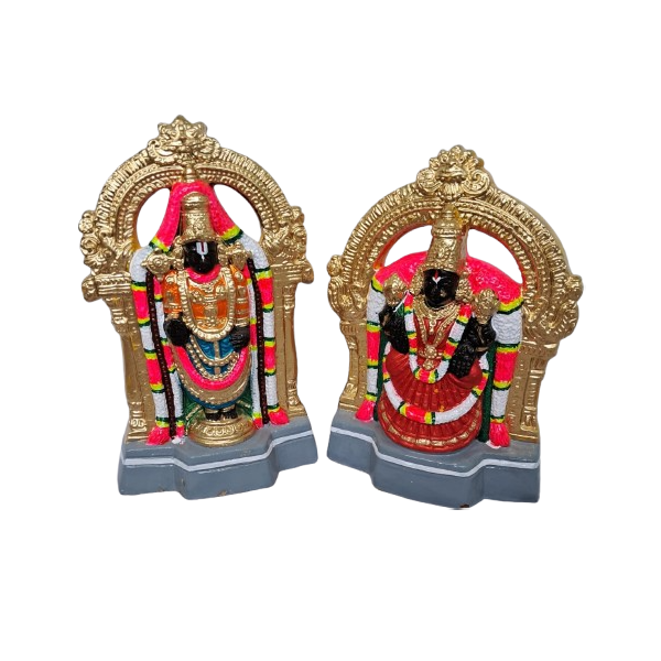 Clay Tirupati Perumal Thayar Golu Statue - 12 Inch