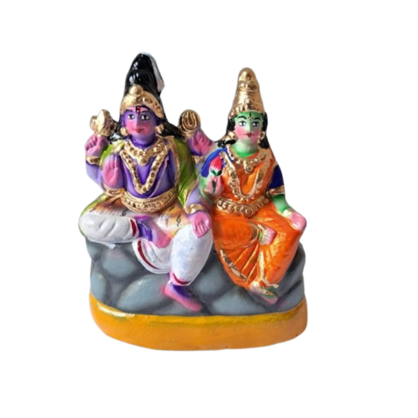 Clay Shivan Paarvathi Golu Statue - 12 inch