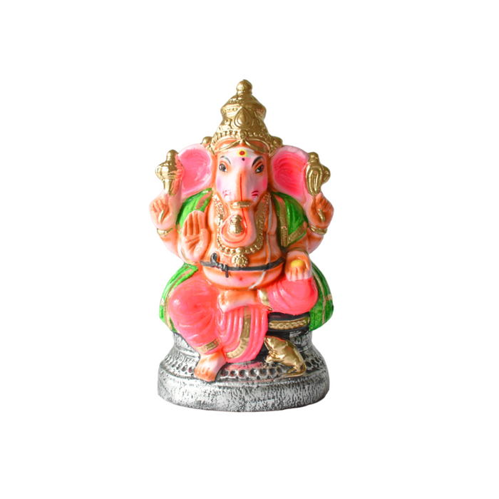 Ganesha Statue Painted Multicoloured Idol Made With Real Clay - 1.2 Feet