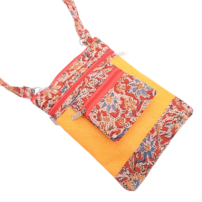 Kalamkari Ladies Sling Bag Yellow - 1 Pc