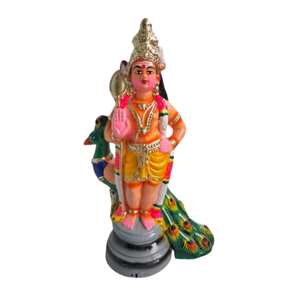 Clay Mayil Murugan Golu Statue - 15 Inch