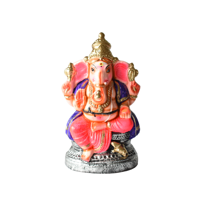 Ganesha Statue Painted Multicoloured Idol Made With Real Clay - 1.2 Feet