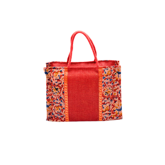 Ladies Fancy Kalamkari Bag Red - 1 Pc(12w x 9h x 4s)