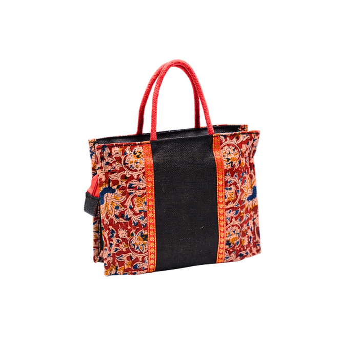 Ladies Fancy Kalamkari Bag Black - 1 Pc(12w x 9h x 4s)