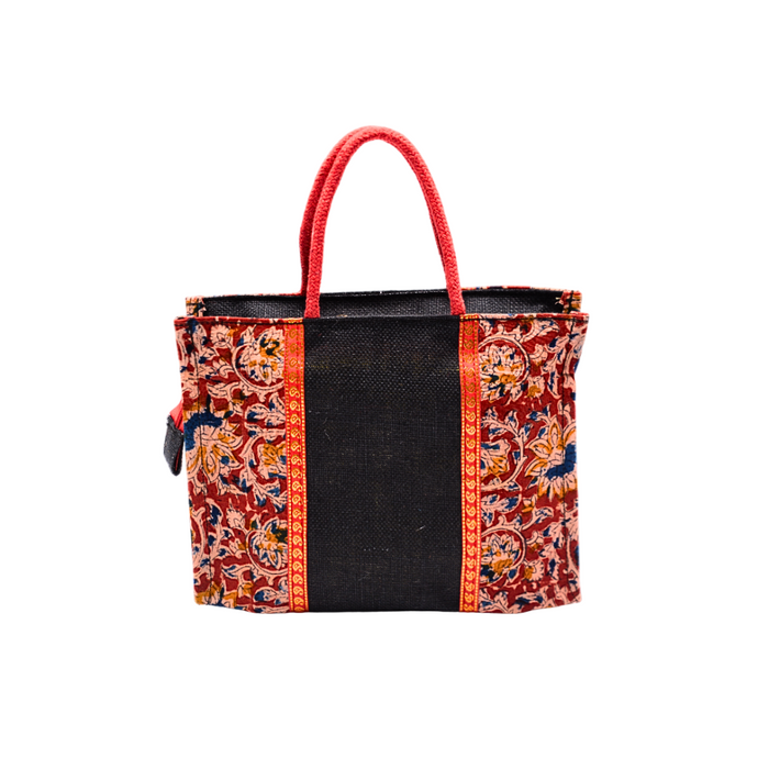 Ladies Fancy Kalamkari Bag Black - 1 Pc(12w x 9h x 4s)