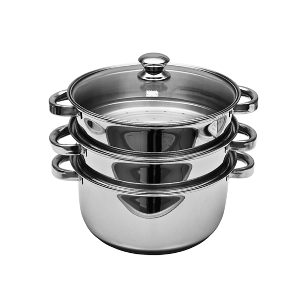 Pigeon Elantra Stainless Steel 3 Tier Steamer Pot Set with Glass Lid - 1 Pc