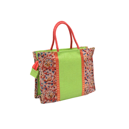 Ladies Fancy Kalamkari Bag Green - 1 Pc(12w x 9h x 4s)