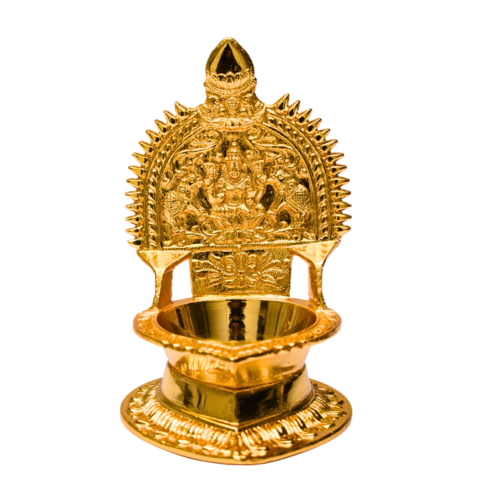 Brass Lakshmi Diya (Kamatchi Vilakku) Gold Plated Specially From Nachiyarkovil Kumbakonam - 1 pc (700 g)