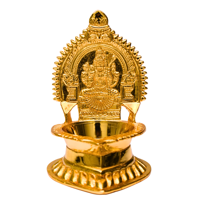 Brass Karumbu Kamatchi Oil Lamp Gold Plated Specially From Nachiyarkovil Kumbakonam - 1 Pc