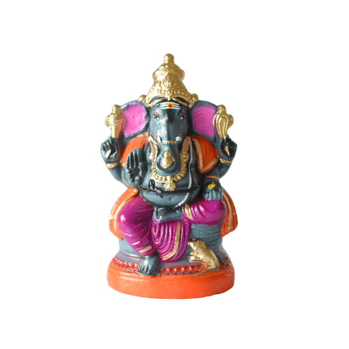 Ganesha Statue Painted Grey Idol Made With Real Clay - 1.2 Feet