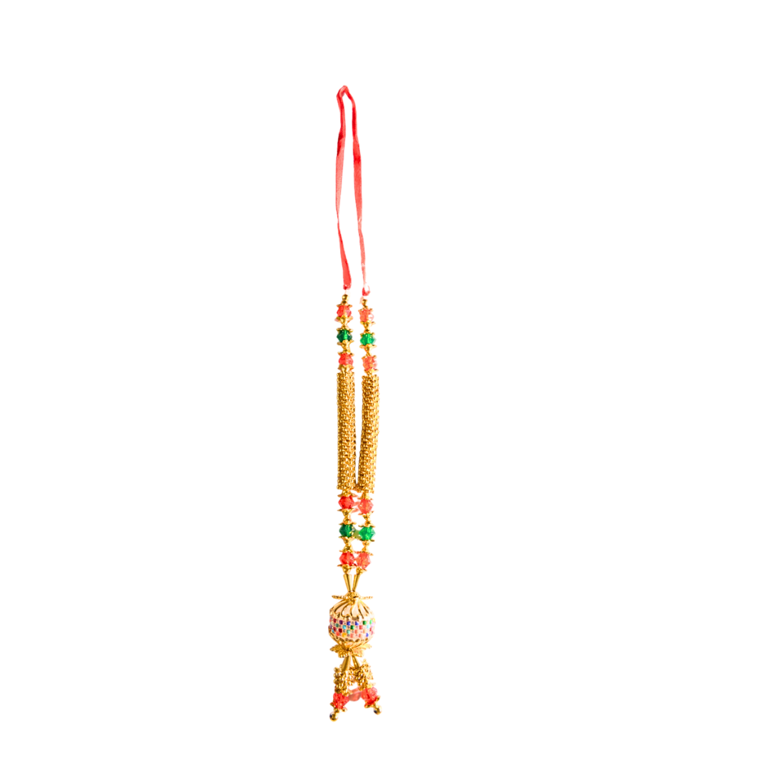 Artificial Gold And Flower Moti Mala For Pooja - 1 Pc