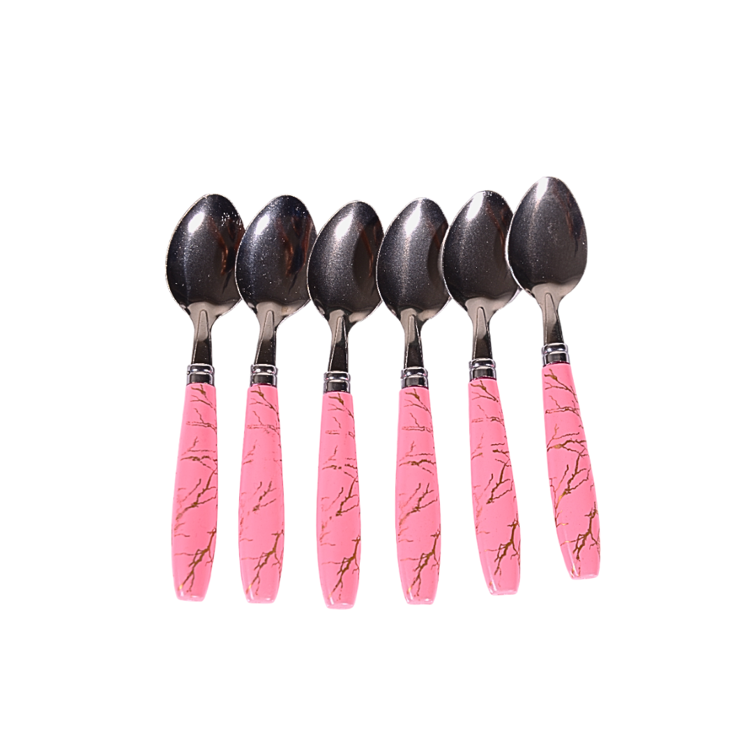 Fancy Spoon With Plastic Handle - Set Of 6