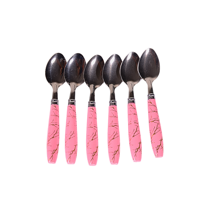 Fancy Spoon With Plastic Handle - Set Of 6