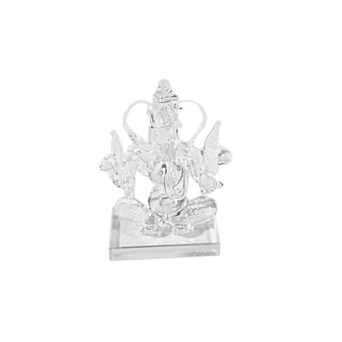 Crystal Glass God Ganesh Idol Showpiece for Car Dashboard - 1 Pc