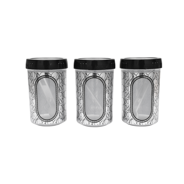 Asian Blossom Jar Storage Containers with Spoon - Set of 3(1200 ml)