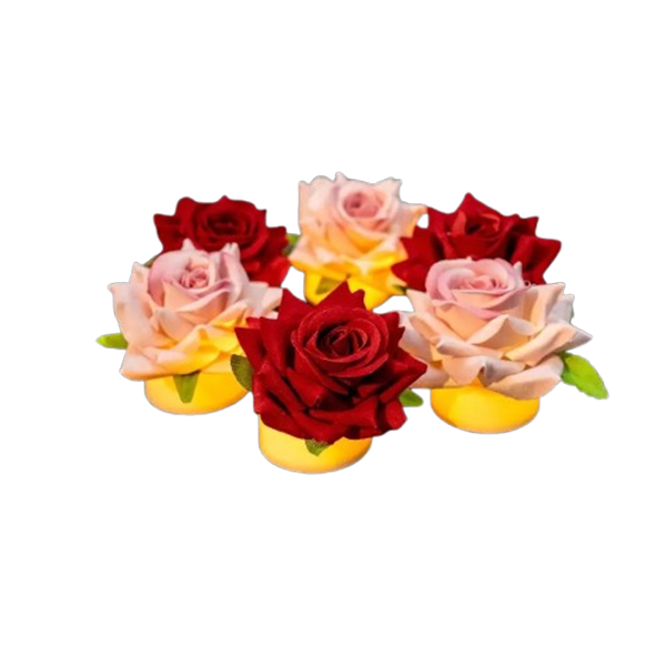 Rose Flameless Multicolour Tealight (Battery Powered) - Set of 6