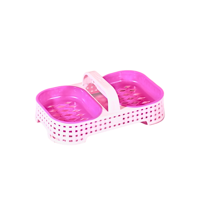 Plastic Trendy Soap Tray with Two Compartment - 1 Pc