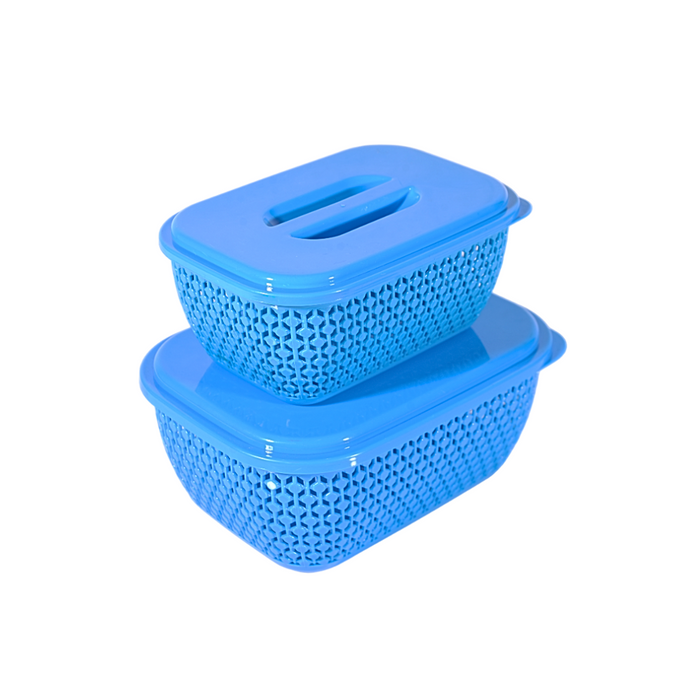 Plastic Design Rectangle Shape Storage Container - Set of 2