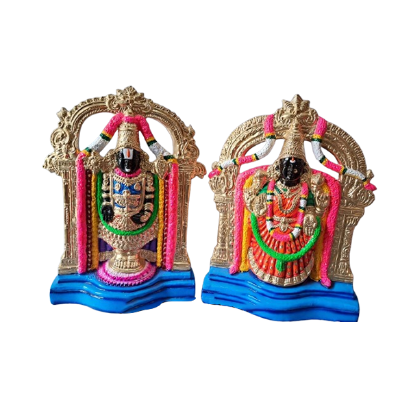 Paper Mache Perumal & Thayar Golu Combo Statue - 2.5 Feet