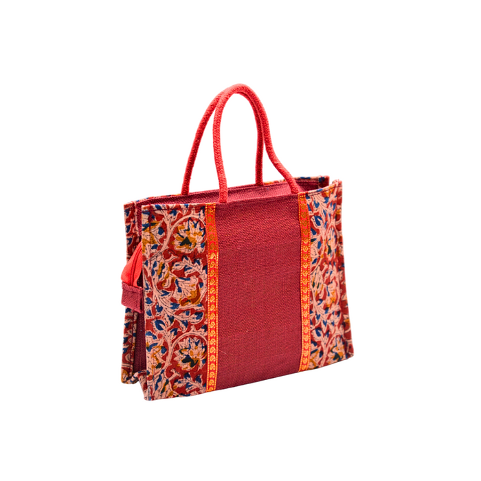 Ladies Fancy Kalamkari Bag Maroon - 1 Pc(12w x 9h x 4s)