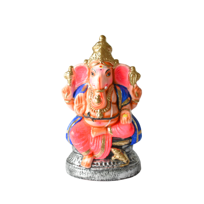 Ganesha Statue Painted Multicoloured Idol Made With Real Clay - 1.2 Feet