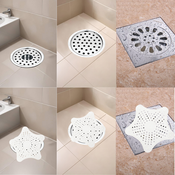 Silicone Star Shaped Sink Filter Bathroom Hair Catcher Drain Strainers Cover Trap Basin - 1 Pc