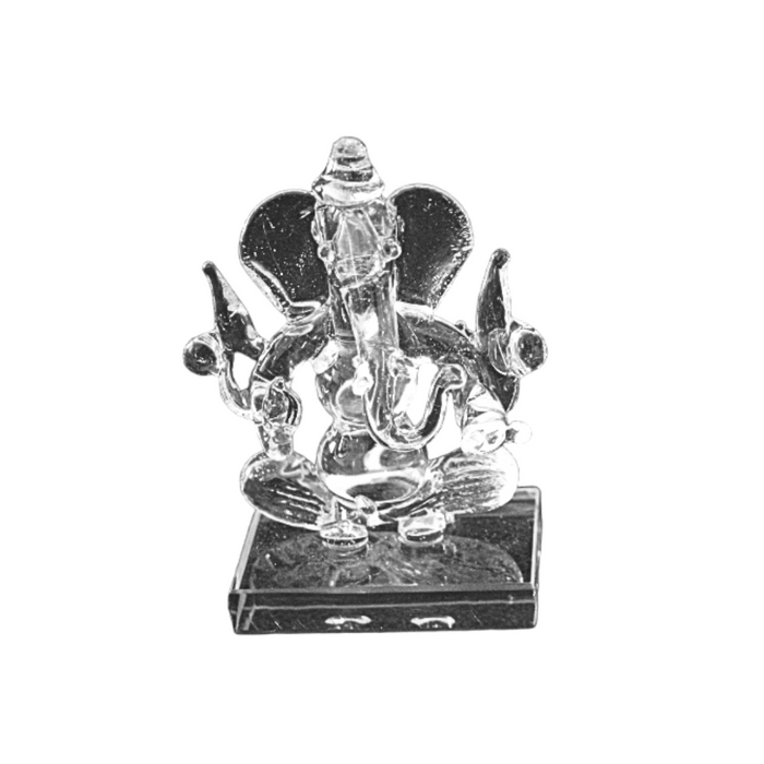 Crystal Glass God Ganesh Idol Showpiece for Car Dashboard - 1 Pc